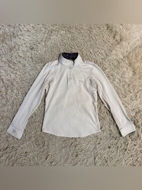 Child’s Medium White RJ Classics Long Sleeve Horseback Riding Show Shirt